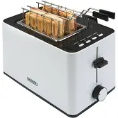Bourgini Tosti Toaster - Broodrooster met Tostiklemmen - Wit - Extra brede sleuf geschikt voor 2 tosti's - Instelbare bruiningsstand en ontdooifunctie