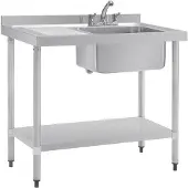 Vogue RVS Spoeltafel Met Afdruiprek Links - DY821 - Horeca & Professioneel