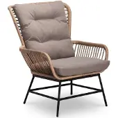 BUITEN living Dex wicker loungestoel tuin | wicker + aluminium | bamboe taupe