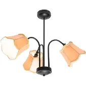 QAZQA Klassieke plafondlamp zwart met lampenkap goud 3-lichts - Nona