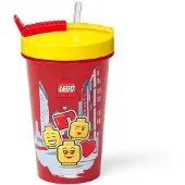 LEGO Drinkbeker Met Rietje Iconic Girl Bright Red 500 ml
