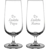 Fusion Gegraveerde bierglas op voet 41cl De Leukste Mama-De Leukste Papa