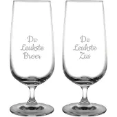 Fusion Gegraveerde bierglas op voet 41cl De Leukste Broer-De Leukste Zus