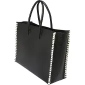 Coccinelle Leren Shopper Myrtha Infilature Handbag Noir Zwart