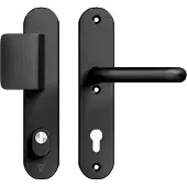 Axa Oval Plus veiligheidsbeslag voordeur D-knop/U kruk PC92 met kerntrekbeveiliging SKG3 - aluminium/zwart