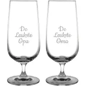 Fusion Gegraveerde bierglas op voet 41cl De Leukste Opa- De leukste Oma