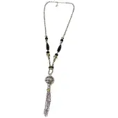 Boodz Lange Ketting met Hanger Zwart/Zilver