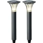 Lumineo LED Solar Tuinsteker Set A 2st. 49x17cm Zwart zwart Metaal Grondspie