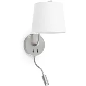 Faro Berni - Wandverlichting Met Schakelaar - 20 X 29 X 57 Cm - 3W LED Incl. - Satijn Nikkel