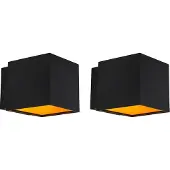 QAZQA Set van 2 design wandlampen zwart/goud incl. LED - Caja