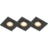 QAZQA Set van 3 badkamer inbouwspots zwart IP44 - Xena Square