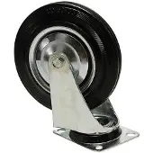 Kelfort ZWENKWIEL RUBBER GEG. VELG 200MM ZWART BEVESTIGINGSPLAAT
