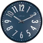 Nextime Ne-3288Bl Design Wandklok - 40Cm - Stille Klok - Blauw Met Zilver - "Alchemy"