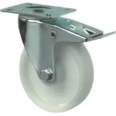 Kelfort ZWENKWIEL WIT MET ROLLAGER 80MM MET REM EN BEVESTIGINGSPLAAT