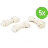 Beeztees Kauwknoop Wit 7 cm 12 Stuks - hondensnack - 5 verpakkingen