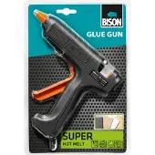 Bison Glue Gun Super, met hoge lijmprestaties voor doe-het-zelf en semi professioneel gebruik, hout, metaal, steen, glas, tegels, keramiek, leer, textiel en vele kunststoffen.