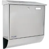 Rottner Expo Inox brievenbus, wandmontage, naamplaatje, postrol, cilinderslot, incl. 2 sleutels, roestvrij staal, B 385 x D 120 x H 410 mm