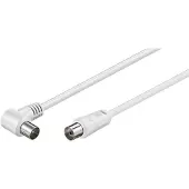 Transmedia IEC (m) haaks - IEC (v) recht coaxkabel - wit - 10 meter
