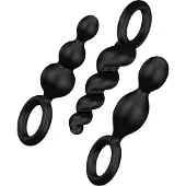 Satisfyer Booty Call - anaal plugset (zwart, 3-delig)
