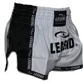 Legend Sports Kickboks Broekje Kids/Volwassenen Zwart/Wit Satijn