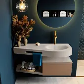 Mondiaz Riva badmeubel 120cm Rust met 1 lade en wastafel rechts 1 kraangat Linen