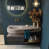 Mondiaz Riva badmeubel 120cm Antracite met 1 lade en wastafel links 0 kraangaten Smoke