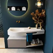 Mondiaz Riva badmeubel 120cm Smoke met 1 lade en wastafel links 0 kraangaten Talc