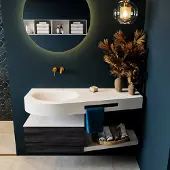Mondiaz Riva badmeubel 120cm Antracite met 1 lade en wastafel links 0 kraangaten Talc