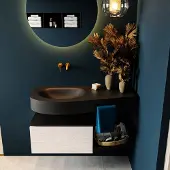 Mondiaz RIVA 100cm badmeubel onderkast / planchet kleur Underlayment met 1 lade. Wastafel DULCET links 0 kraangaten kleur Urban.