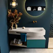 Mondiaz Riva badmeubel 120cm Smag met 1 lade en wastafel rechts 0 kraangaten Linen