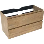 Linie Lado zwevende wastafelonderkast 100 x 46 cm natuur eik 2 lades