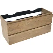 Linie Lado zwevende wastafelonderkast 120 x 46 cm natuur eik 2 lades 2 sifonuitsparingen