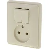 Peha combinatie - Wandcontactdoos zonder randaarde + dubbele serieschakelaar - Inbouw - Crème