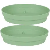 Eda Bloempot onderschaal Toscane - 3x stuks - kunststof - groen - D23 cm - opvangschalen