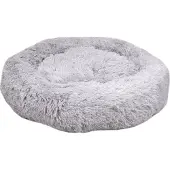 Flamingo Hondenmand – Donut Hondenmand – Kattenmand – Ronde Pluche Mand met Antislip – Mand Krems Lichtgrijs – Ø70 cm
