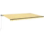 vidaXL Luifel handmatig uittrekbaar 500x300 cm geel en wit