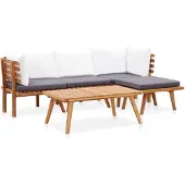 vidaXL 5-delige Loungeset massief acaciahout