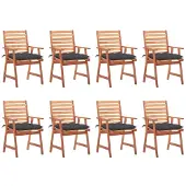 vidaXL Tuinstoelen 8 st met kussens massief acaciahout