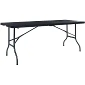 vidaXL Tuintafel inklapbaar 180x75x72 cm HDPE en kunstrattan zwart