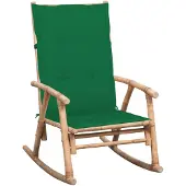 vidaXL Schommelstoel met kussen bamboe