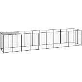 vidaXL Hondenkennel 6,05 m² staal zwart