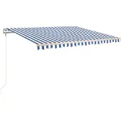 vidaXL Luifel automatisch uittrekbaar 400x350 cm blauw en wit