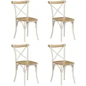 vidaXL Kruisstoelen 4 st massief mangohout wit