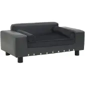 vidaXL Hondenbank 81x43x31 cm pluche en kunstleer donkergrijs