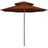 vidaXL Parasol dubbeldekker met houten paal 270 cm terracottakleurig