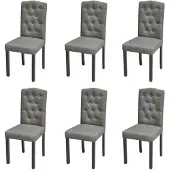 vidaXL Eetkamerstoelen gecapitonneerd stof grijs 6 st online kopen