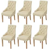 vidaXL Eetkamerstoelen 6 stuks crème stof en eikenhout online kopen