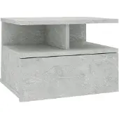 vidaXL Nachtkastje zwevend 40x31x27 cm bewerkt hout betongrijs