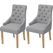 vidaXL Eetkamerstoelen 2 stuks eikenhout en stof lichtgrijs online kopen