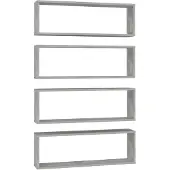 vidaXL Wandschappen kubus 4 st 80x15x26,5 cm bewerkt hout betongrijs